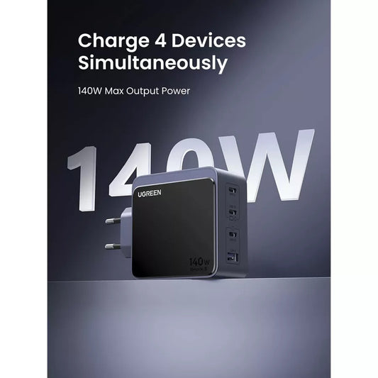 Carregador de Rede UGREEN X570 Nexode S, 140W, 5A, 1 x USB-A - 3 x USB-C, Cinzento