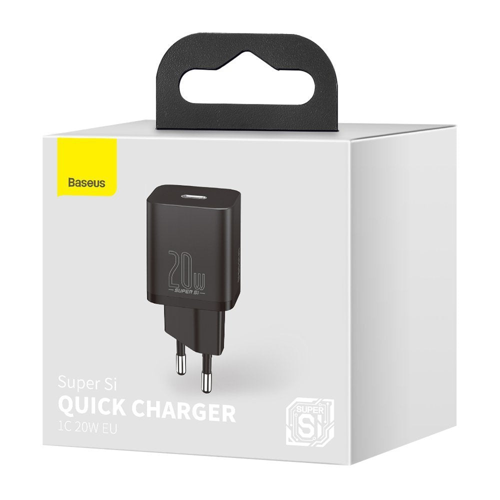 Network Charger Baseus Super Si, 20W, 3A, 1 x USB-C, Black CCSUP-B01