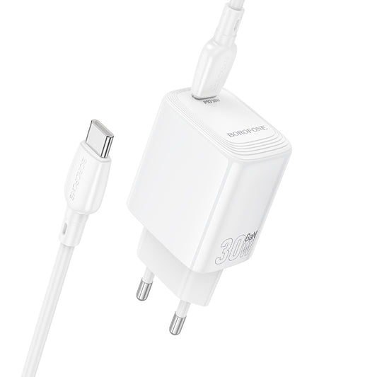 Carregador de Rede com Cabo USB-C Borofone BN28 Fuente, 30W, 3A, 1 x USB-C, Branco