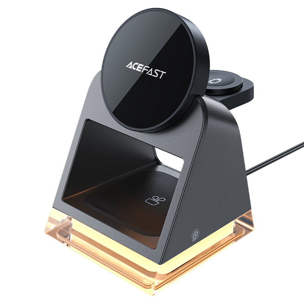 Carregador de Rede Sem Fios Acefast E17 3em1, 15W, 1.67A, Preto
