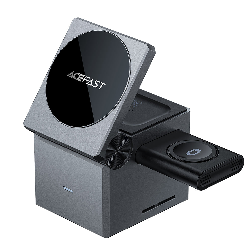 Carregador de Rede Sem Fios Acefast E18 Cubo de Rubik 3em1, 23W, 1.67A, Cinzento