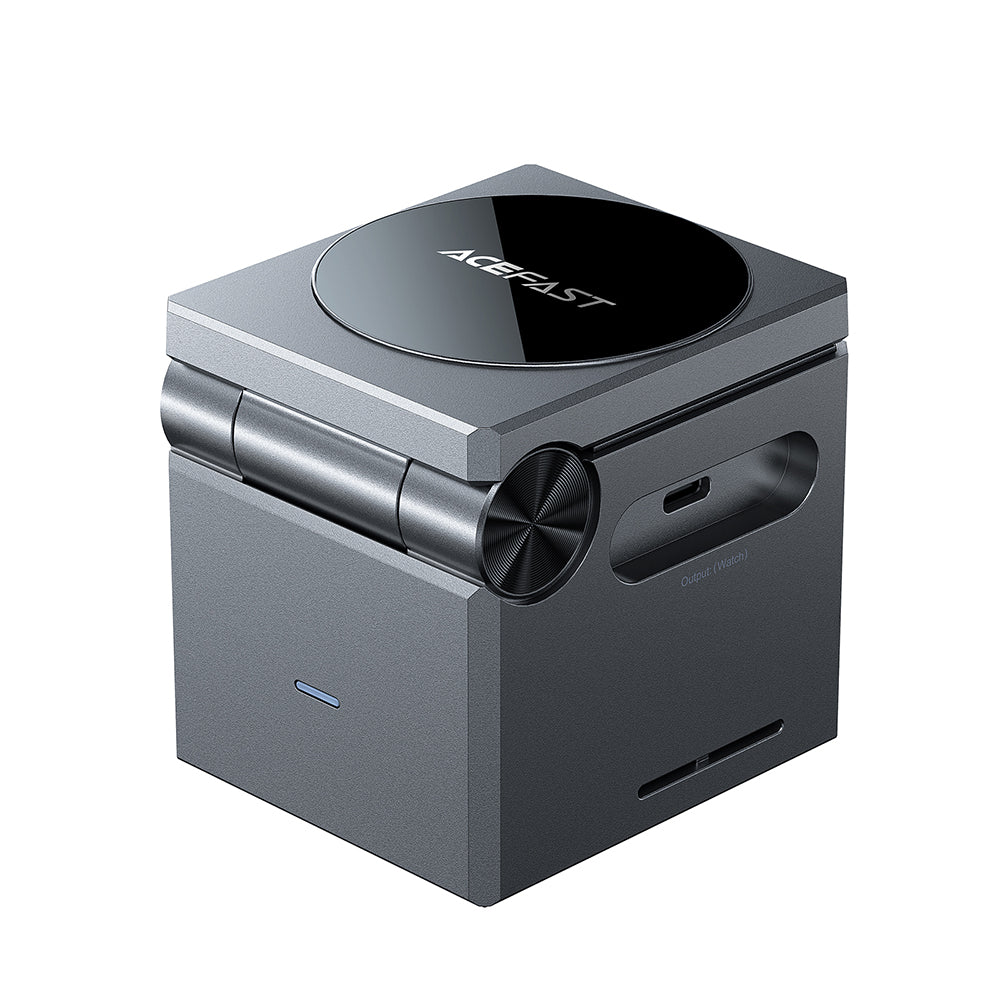 Carregador de Rede Sem Fios Acefast E18 Cubo de Rubik 3em1, 23W, 1.67A, Cinzento