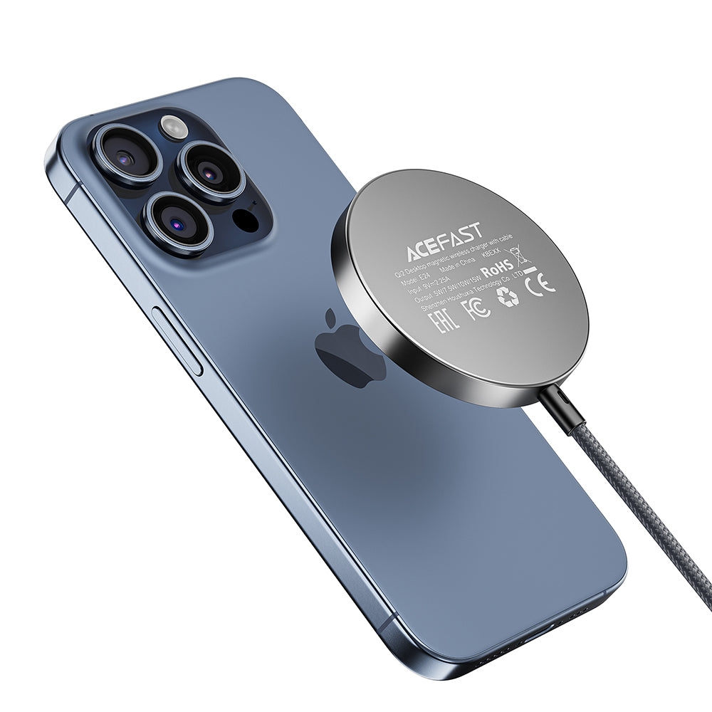 Carregador de Rede Sem Fio Acefast E24, 15W, 1.67A, Cinzento
