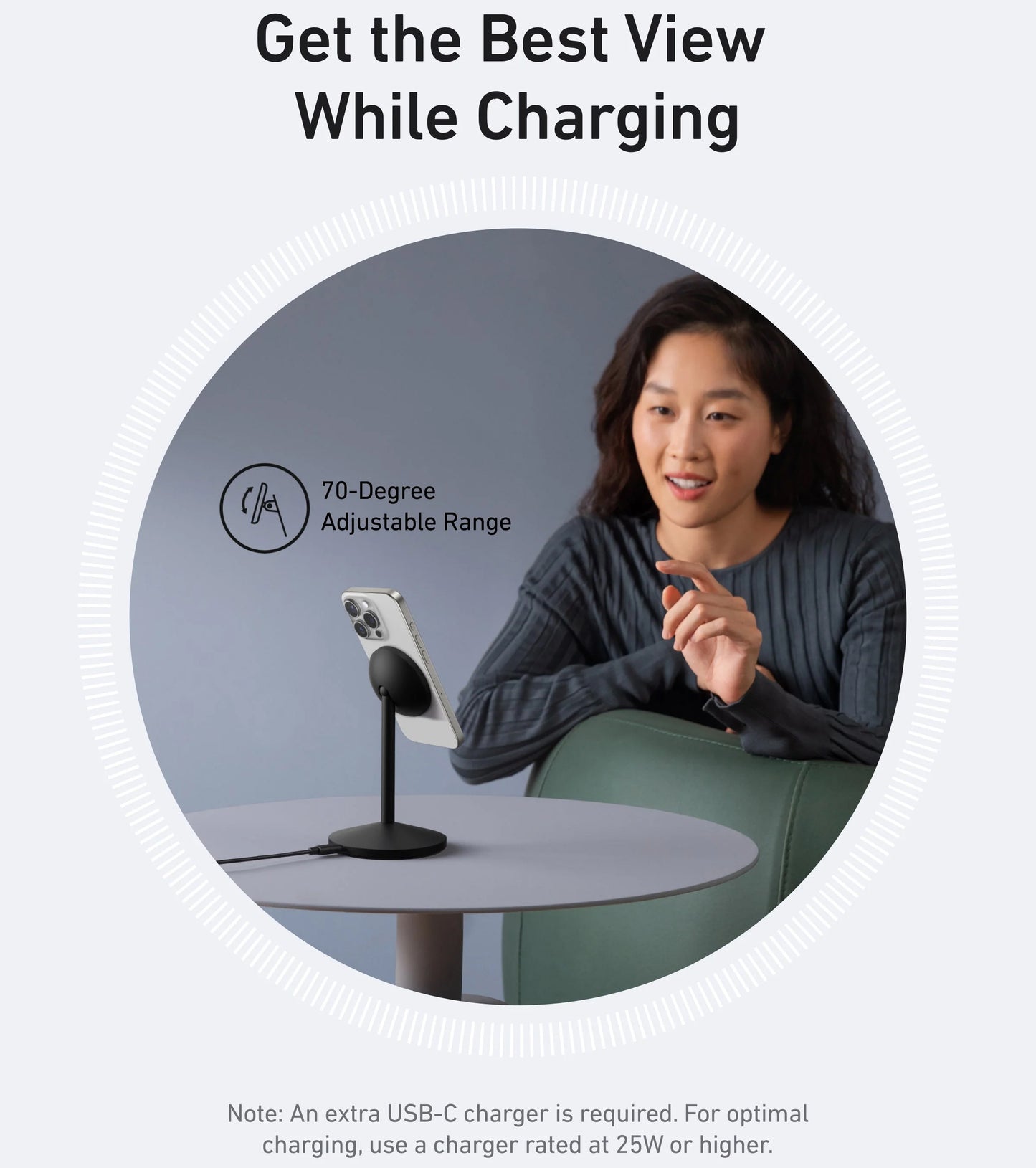 Carregador de Rede Sem Fios Anker MagGo Stand, 15W, 1.67A, Preto A25X1H11