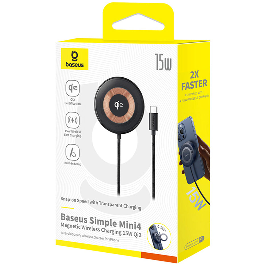 Baseus Simple Mini4 Wireless Network Charger, 15W, 1.67A, Black P10273300121-01