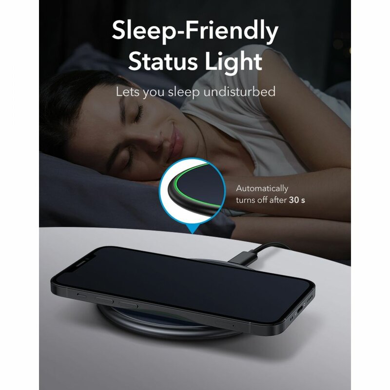 Carregador de Rede Sem Fios ESR Halolock, 10W, 1.1A, Azul