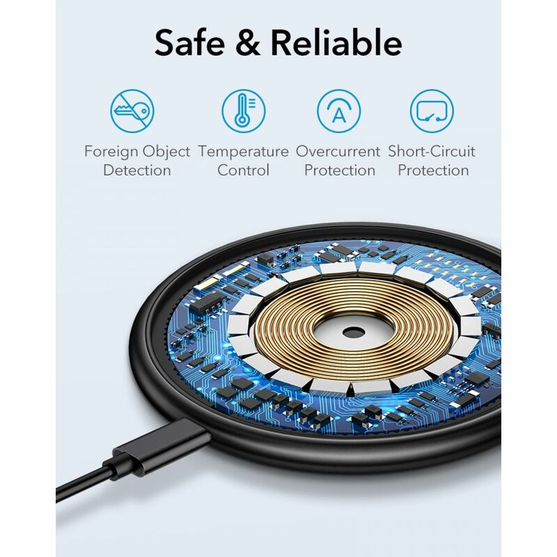 Carregador de Rede Sem Fios ESR Halolock, 10W, 1.1A, Azul