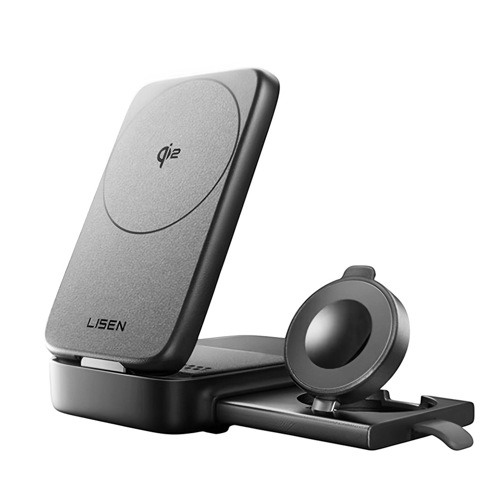 Carregador de Rede Sem Fios Lisen W106 3em1, 15W, 1.67A, Cinzento YL0424120009