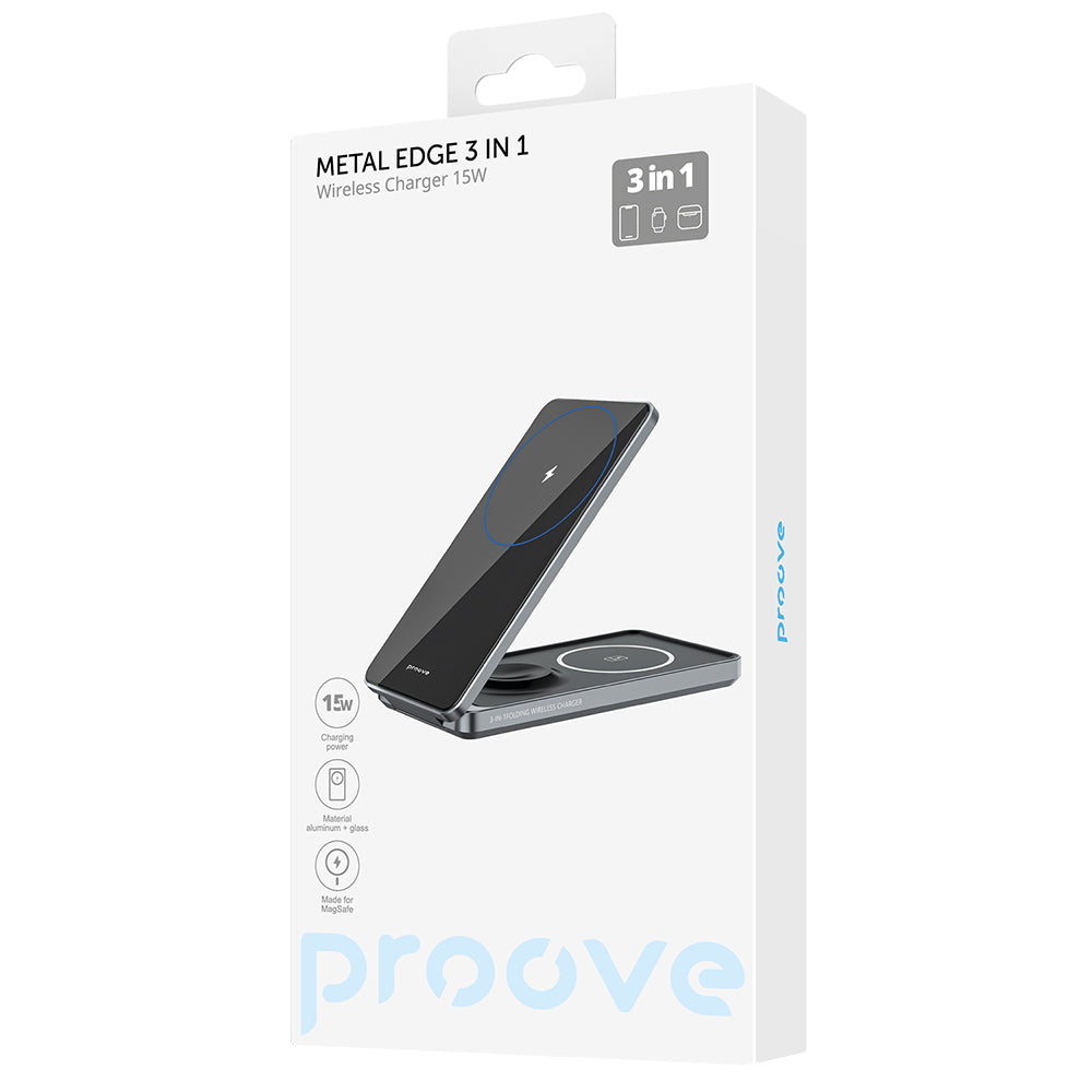 Carregador de Rede Sem Fio Proove Metal Edge 3in1, 15W, 1.67A, Cinza WSME15010003