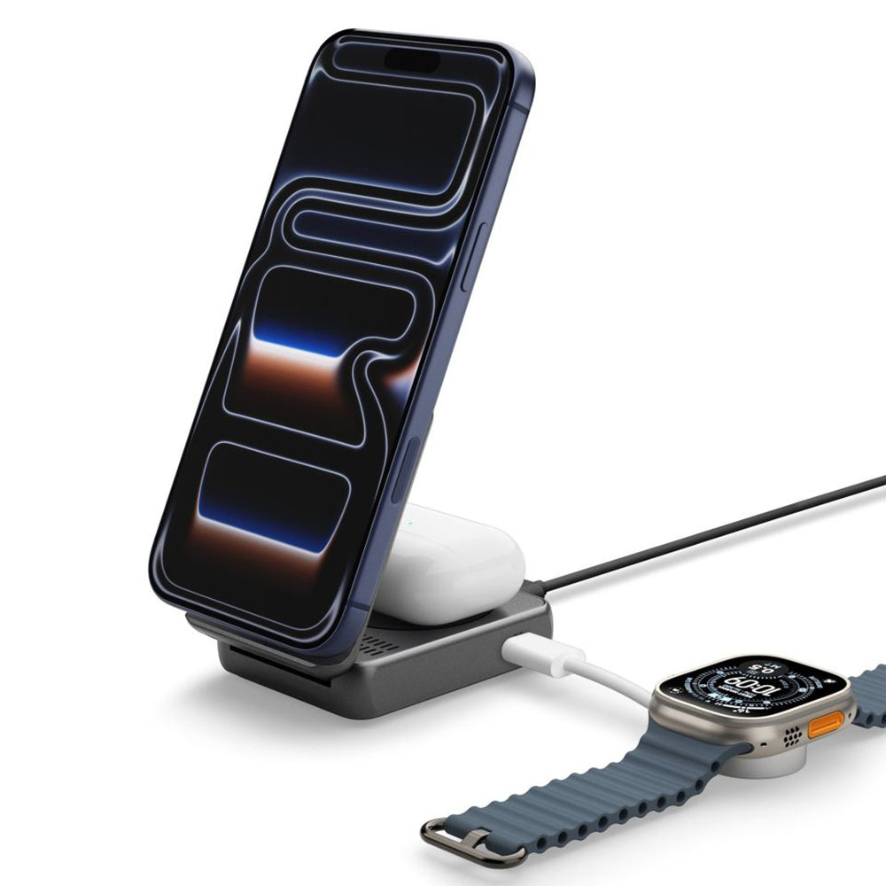 Carregador de Rede Sem Fios Spigen EF302MOQ 3in1, 25W, 1 x USB-C, Cinzento