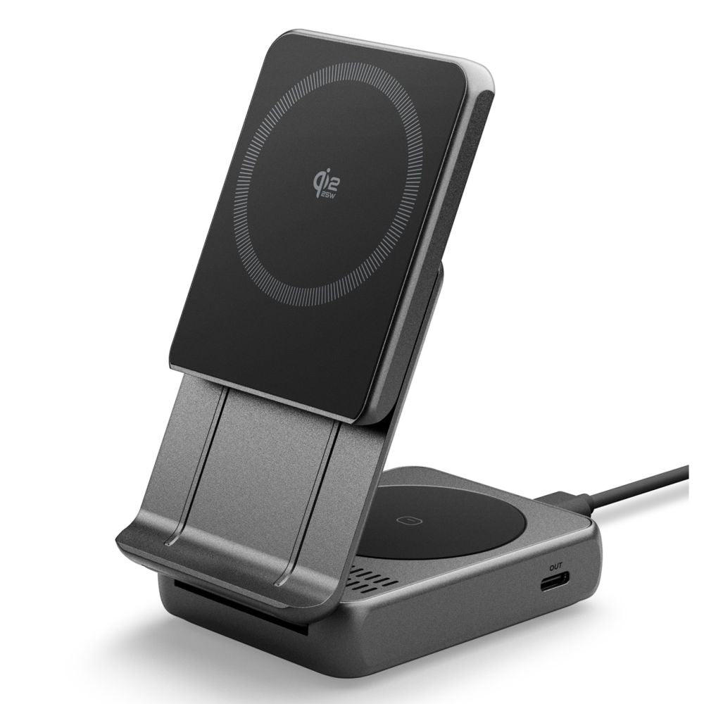 Carregador de Rede Sem Fios Spigen EF302MOQ 3in1, 25W, 1 x USB-C, Cinzento