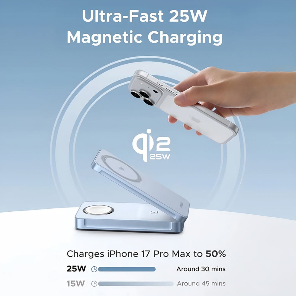 Carregador de Rede Wireless UGREEN W757 (65901) 3in1, 25W, Azul