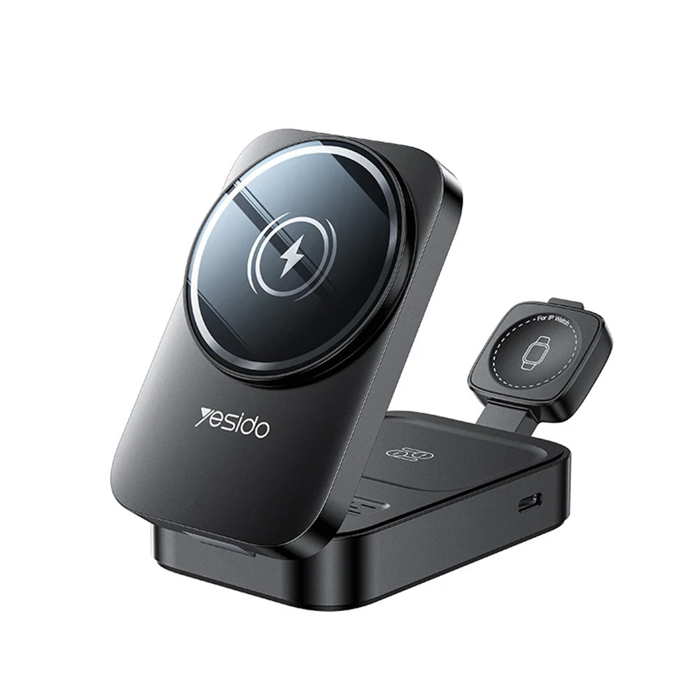 Carregador de Rede Sem Fios Yesido DS27 3em1, 15W, 1.67A, Preto