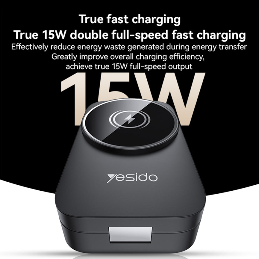 Carregador de Rede Sem Fios Yesido DS27 3em1, 15W, 1.67A, Preto