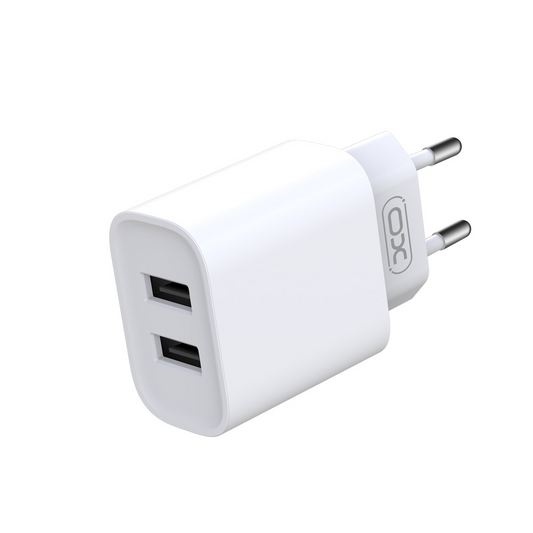 Carregador de Rede XO Design CE02C, 10.5W, 2.1A, 2 x USB-A, Branco