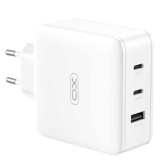 Carregador de Rede XO Design CE14, 100W, 3.25A, 1 x USB-A - 2 x USB-C, Branco