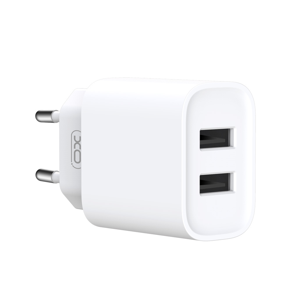 Carregador de Rede XO Design CE02C, 10.5W, 2.1A, 2 x USB-A, Branco
