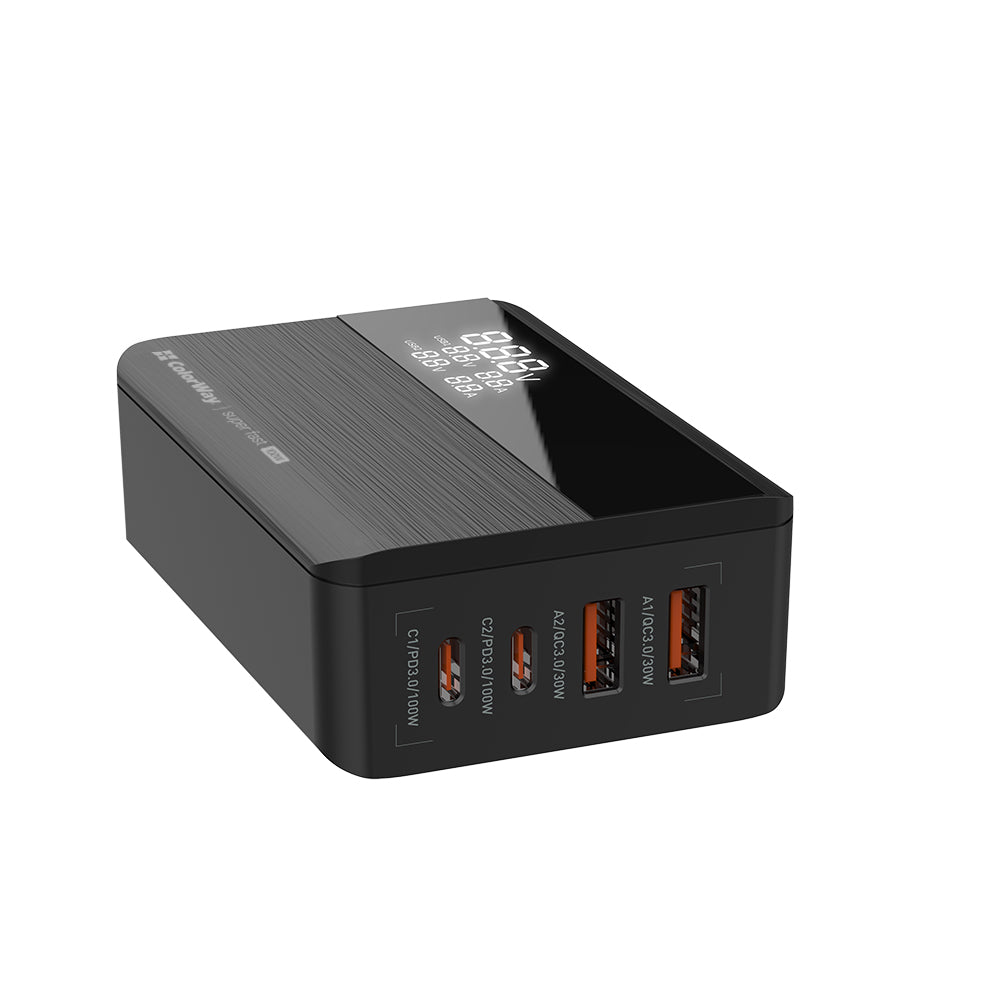 Carregador Estação ColorWay Display, 100W, 5A, 2 x USB-A - 2 x USB-C, Preto