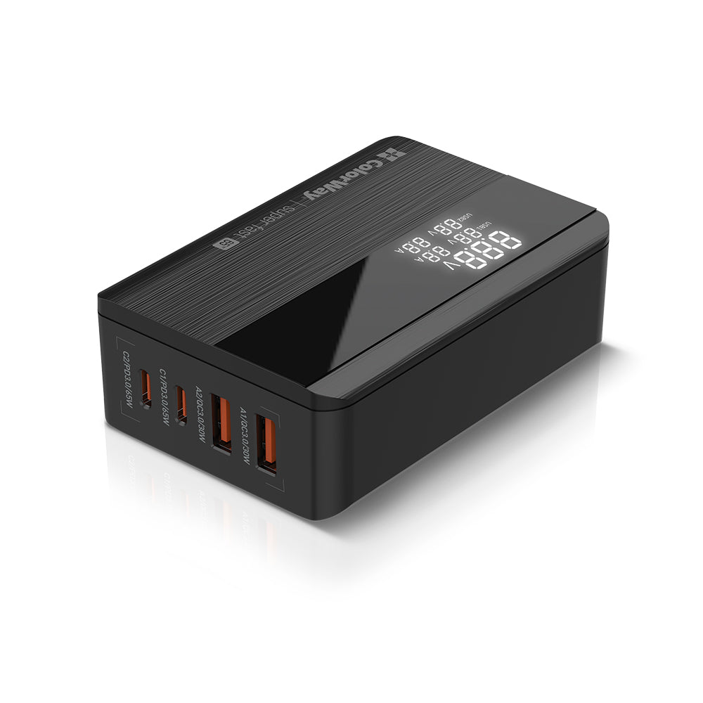 Carregador Estação ColorWay Display, 65W, 3.25A, 2 x USB-A - 2 x USB-C, Preto