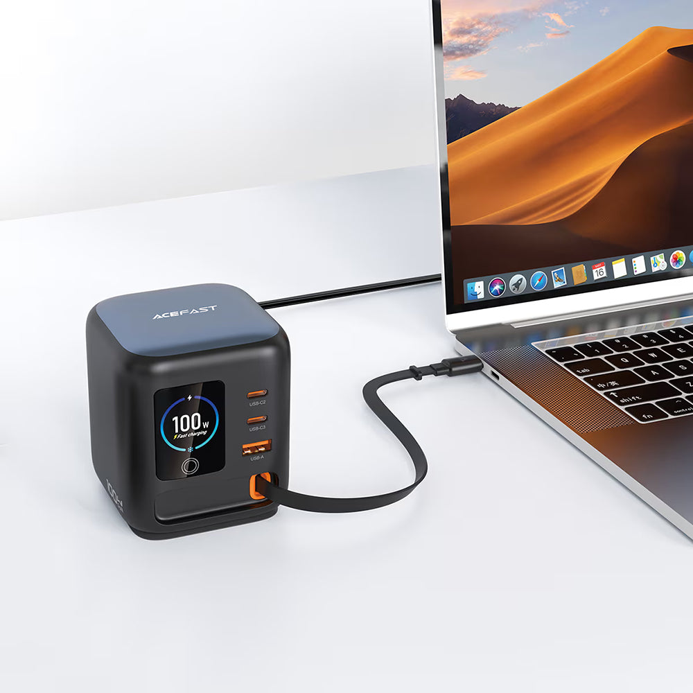 Carregador Estação com Cabo USB-C Acefast Z10, 100W, 1 x USB-A - 2 x USB-C, Preto