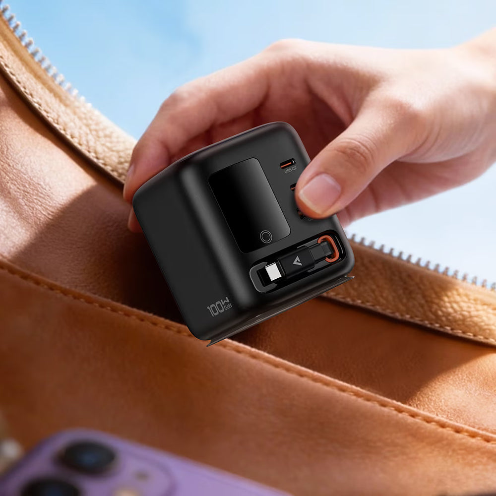 Carregador Estação com Cabo USB-C Acefast Z10, 100W, 1 x USB-A - 2 x USB-C, Preto
