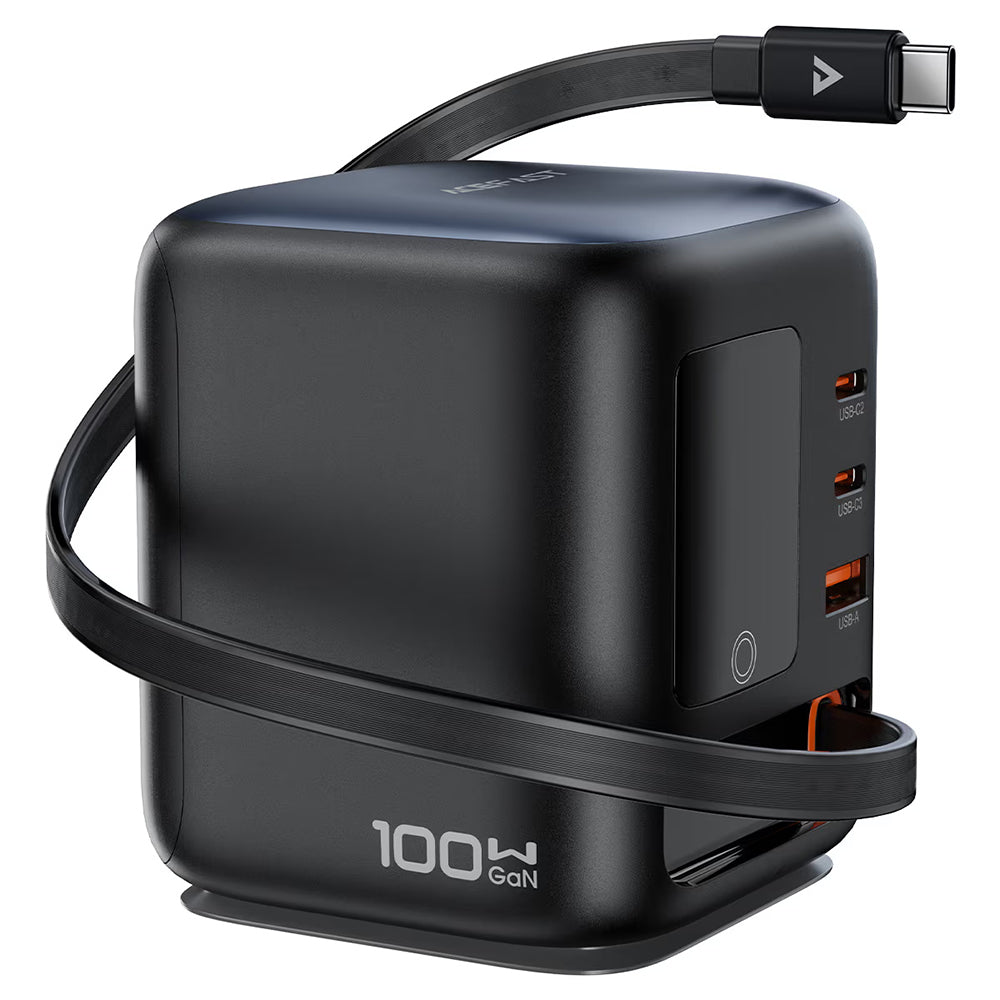 Carregador Estação com Cabo USB-C Acefast Z10, 100W, 1 x USB-A - 2 x USB-C, Preto
