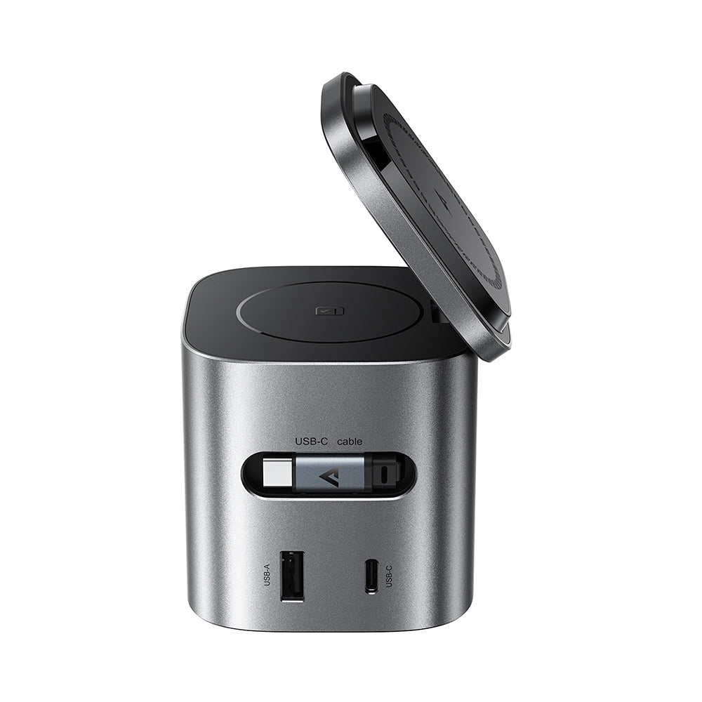 Carregador Estação com Cabo USB-C Acefast Z9 QI 6in1, 80W, 1 x USB-C - 1 x USB-A, Preto
