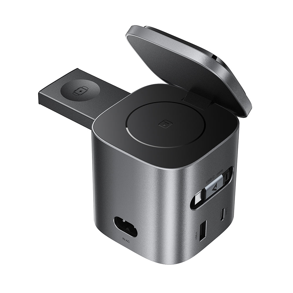 Carregador Estação com Cabo USB-C Acefast Z9 QI 6in1, 80W, 1 x USB-C - 1 x USB-A, Preto