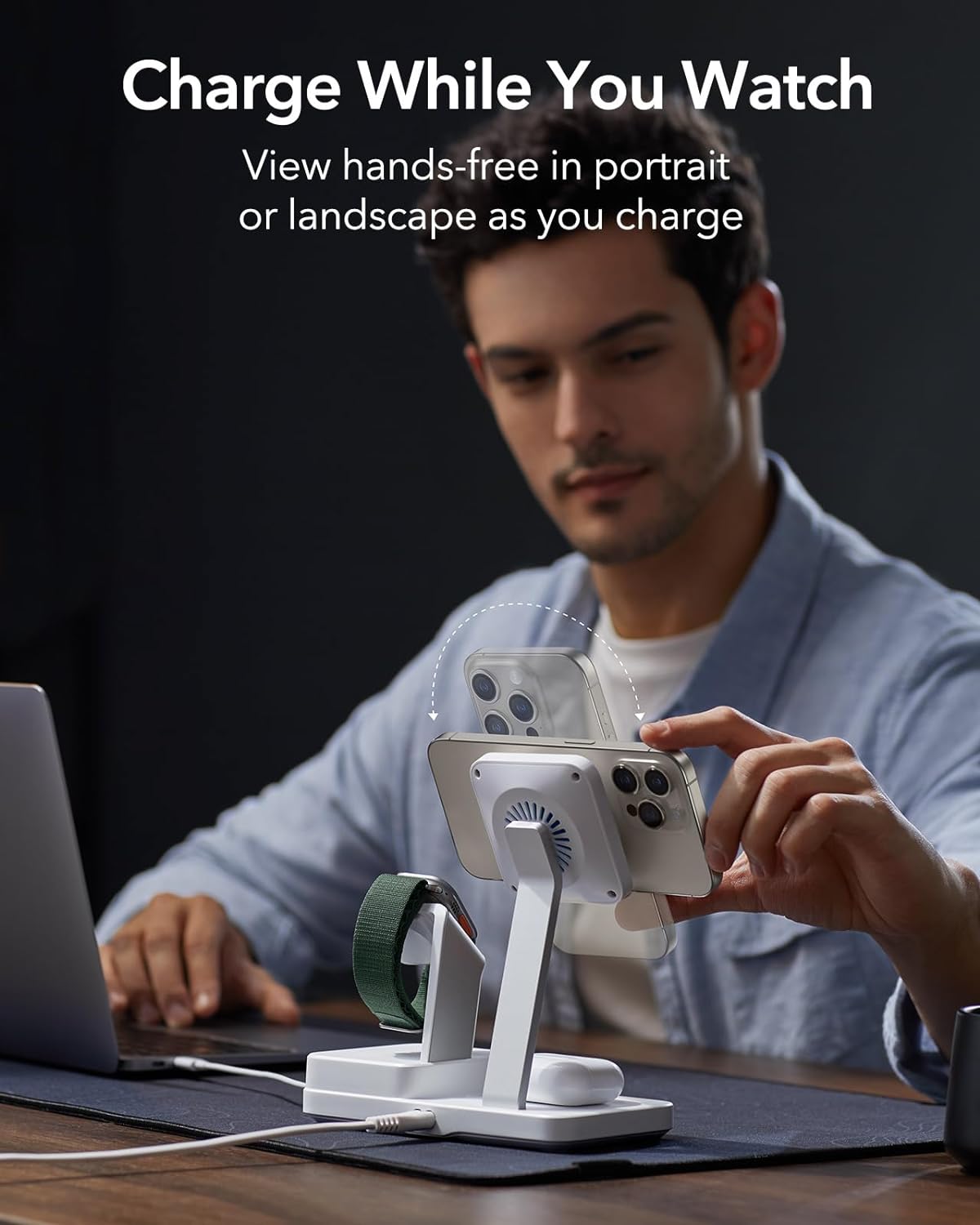 Carregador Estação ESR CryoBoost QI 6in1, 100W, 2 x USB-A - 1 x USB-C, Branco