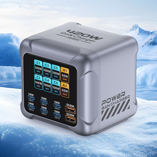 Carregador Estação OEM BK-126D, 140W, 5A, 2 x USB-A - 6 x USB-C, Cinzento