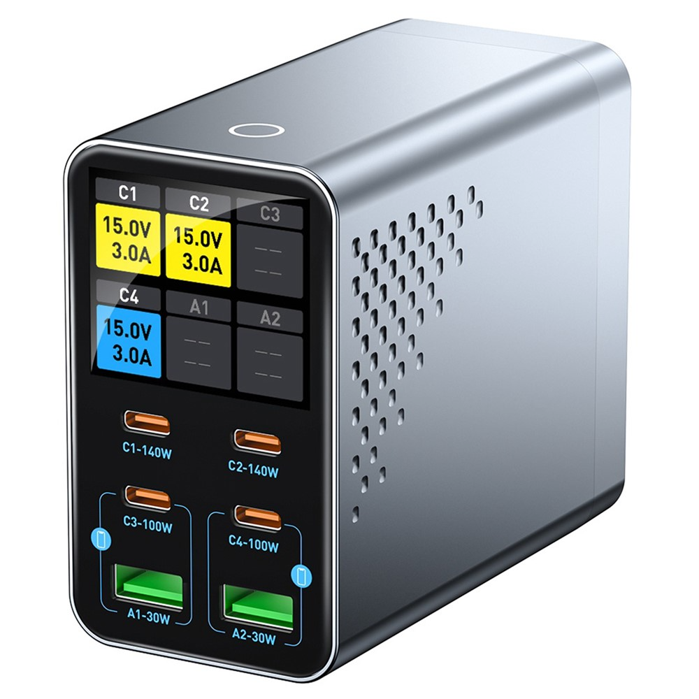Carregador Estação OEM WLX-G3, 140W, 5A, 2 x USB-A - 4 x USB-C, Cinzento