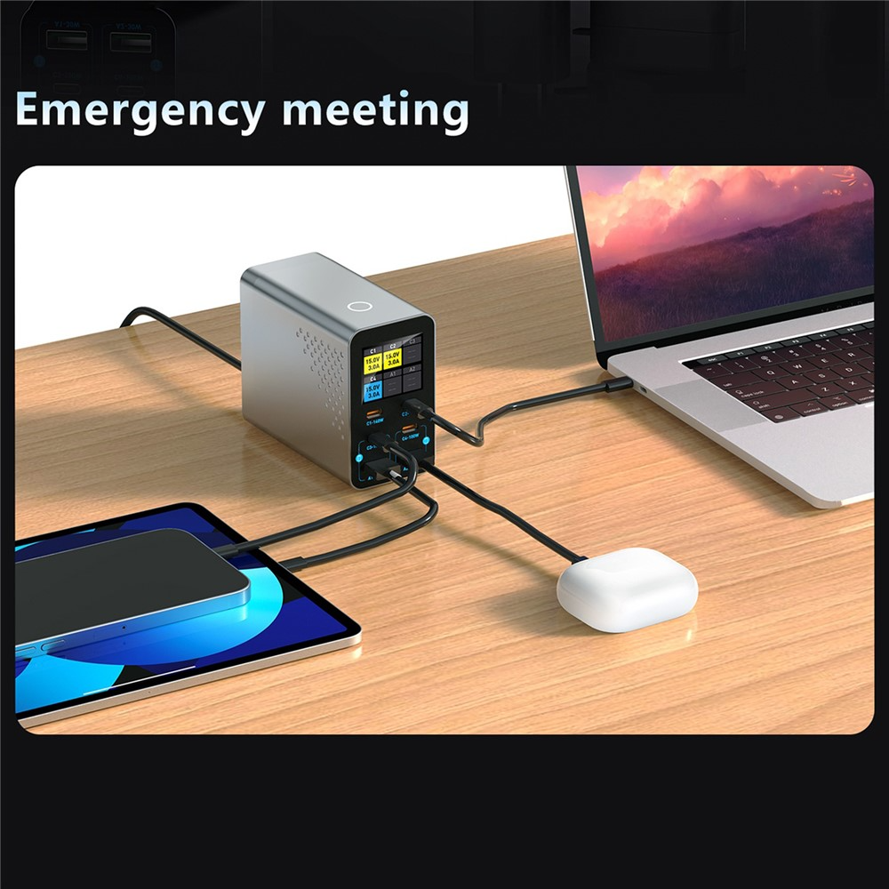 Carregador Estação OEM WLX-G3, 140W, 5A, 2 x USB-A - 4 x USB-C, Cinzento