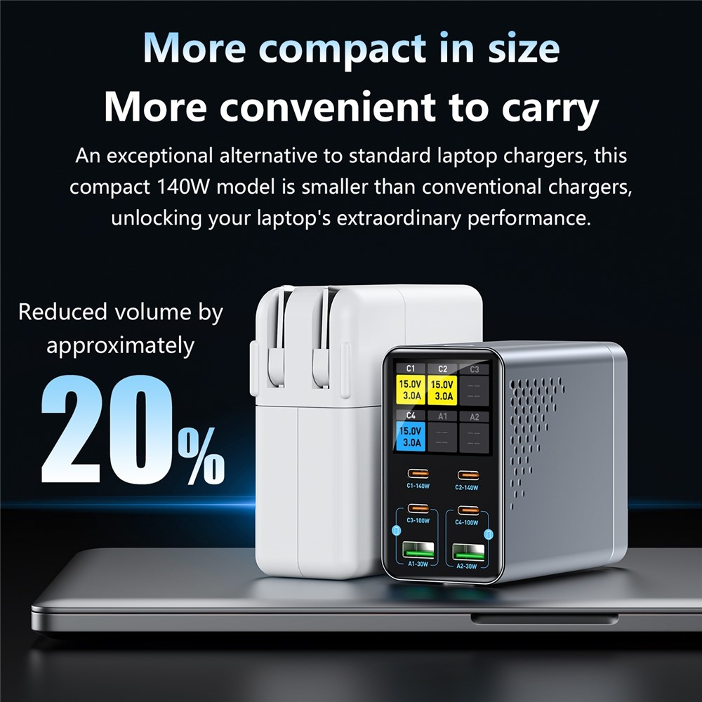 Carregador Estação OEM WLX-G3, 140W, 5A, 2 x USB-A - 4 x USB-C, Cinzento