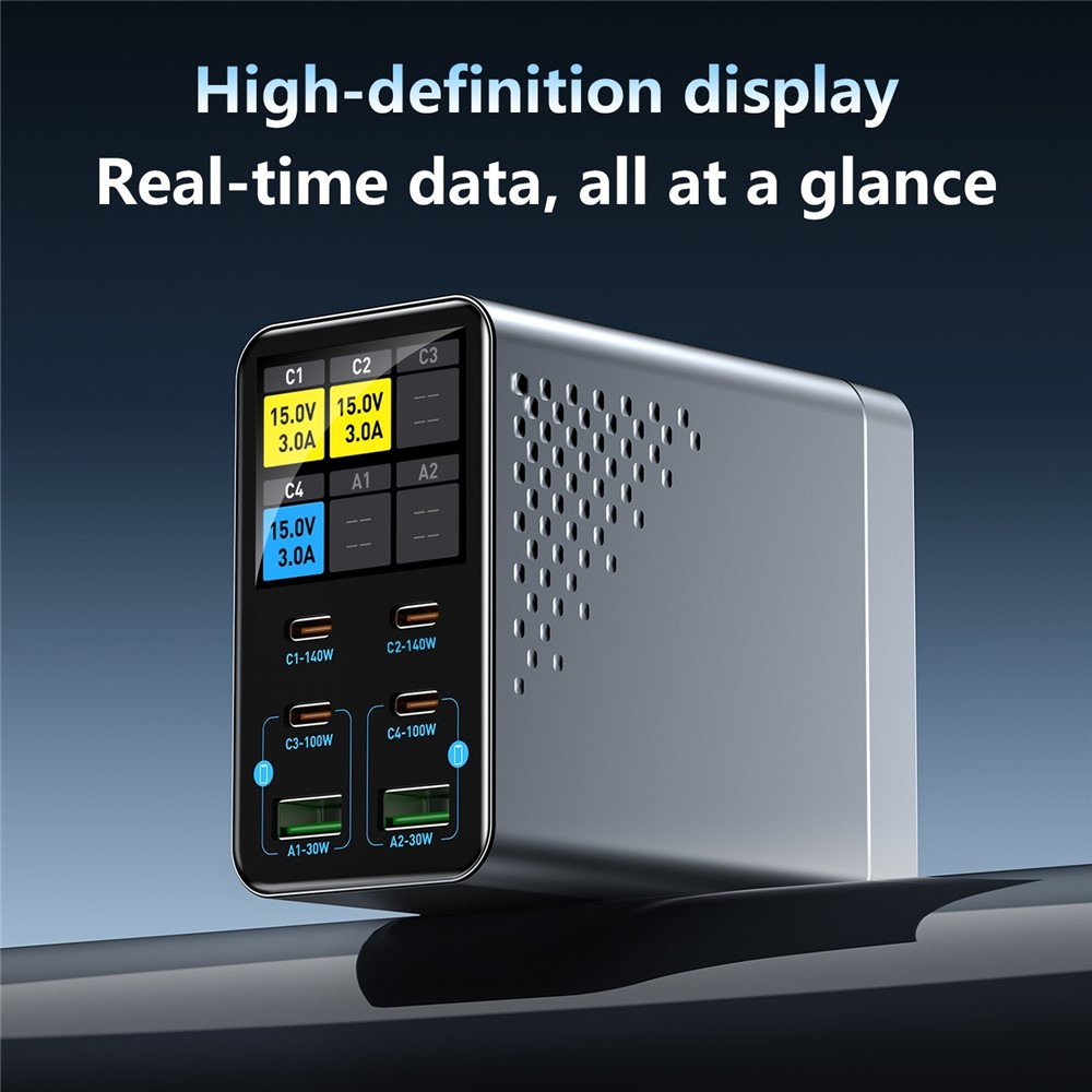 Carregador Estação OEM WLX-G3, 140W, 5A, 2 x USB-A - 4 x USB-C, Cinzento