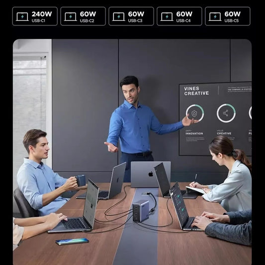 Carregador Estação UGREEN Nexode X759 (55550B), 500W, 5A, 1 x USB-A - 5 x USB-C, Cinzento
