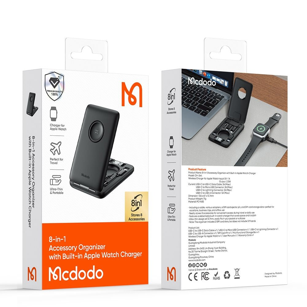 Carregador Wireless com Organizador McDodo CH-2440 8em1 para Apple Watch Series, Preto