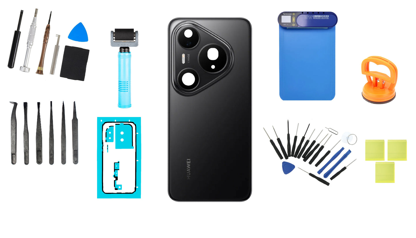 Kit Tampa de Bateria Huawei Pura 80 Pro Glazed Black Service Pack e Ferramentas de Serviço Dedicadas