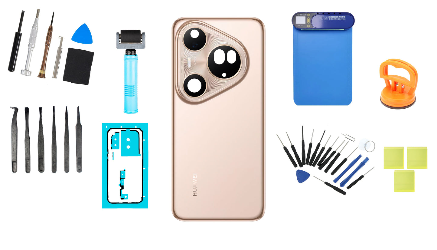 Kit Tampa de Bateria Huawei Pura 80 Ultra Prestige Gold Service Pack e Ferramentas de Serviço Dedicadas