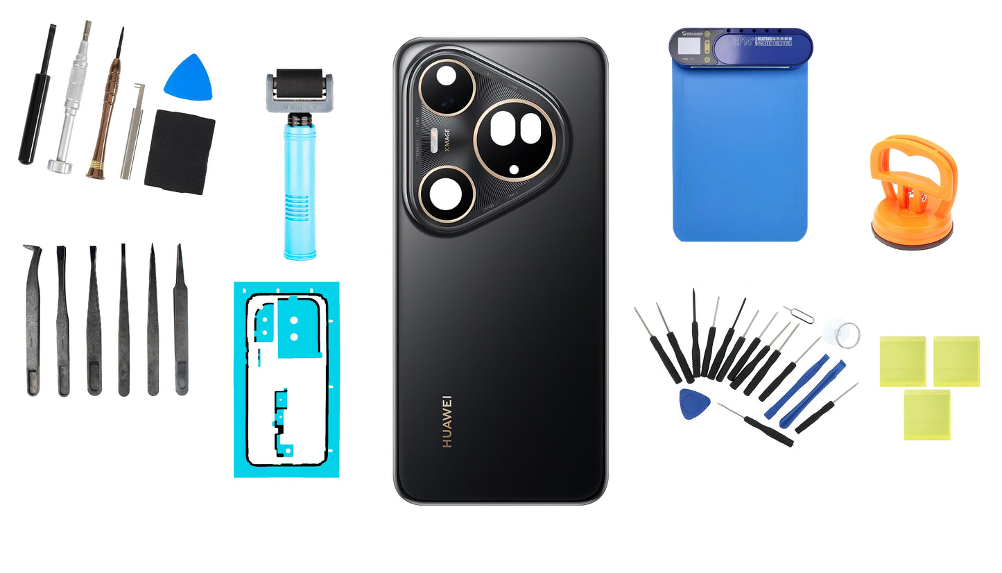Kit Tampa de Bateria Huawei Pura 80 Ultra Golden Black Service Pack e Ferramentas de Serviço Dedicadas