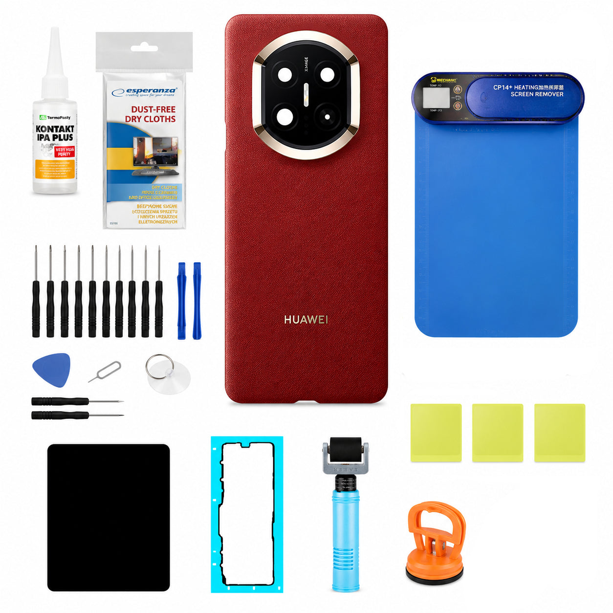 Kit Tampa de Bateria Huawei Mate X7 Vinho (Nebula Red) Service Pack e Ferramentas de Serviço Dedicadas