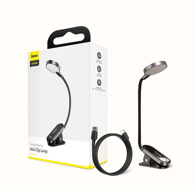 Lâmpada Led de Escritório Baseus Comfort Reading Mini Clip, Cinza DGRAD-0G