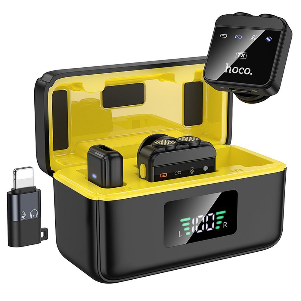 Lavalier HOCO L17, USB-C / Lightning, Conjunto de 2 Peças, Preto