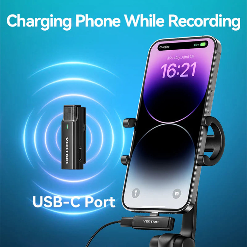 Vention Clip-On Lavalier, USB-C, Set of 2 pieces, Black