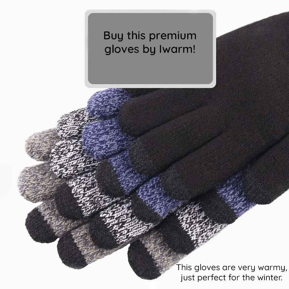 Iwarm ST0018 Touchscreen Winter Gloves, Size 23cm, Black