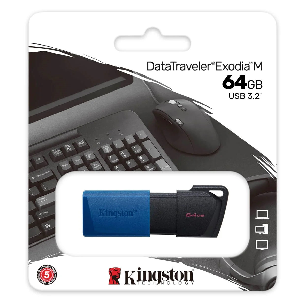 Memória Externa USB-A 3.2 Kingston DT Exodia M, 64Gb DTXM/64GB