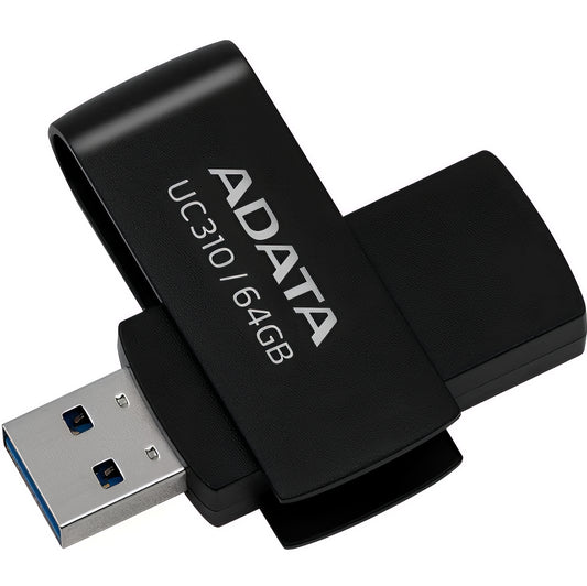 Memória Externa USB-A 3.2 Adata UC310, 64Gb UC310-64G-RBK