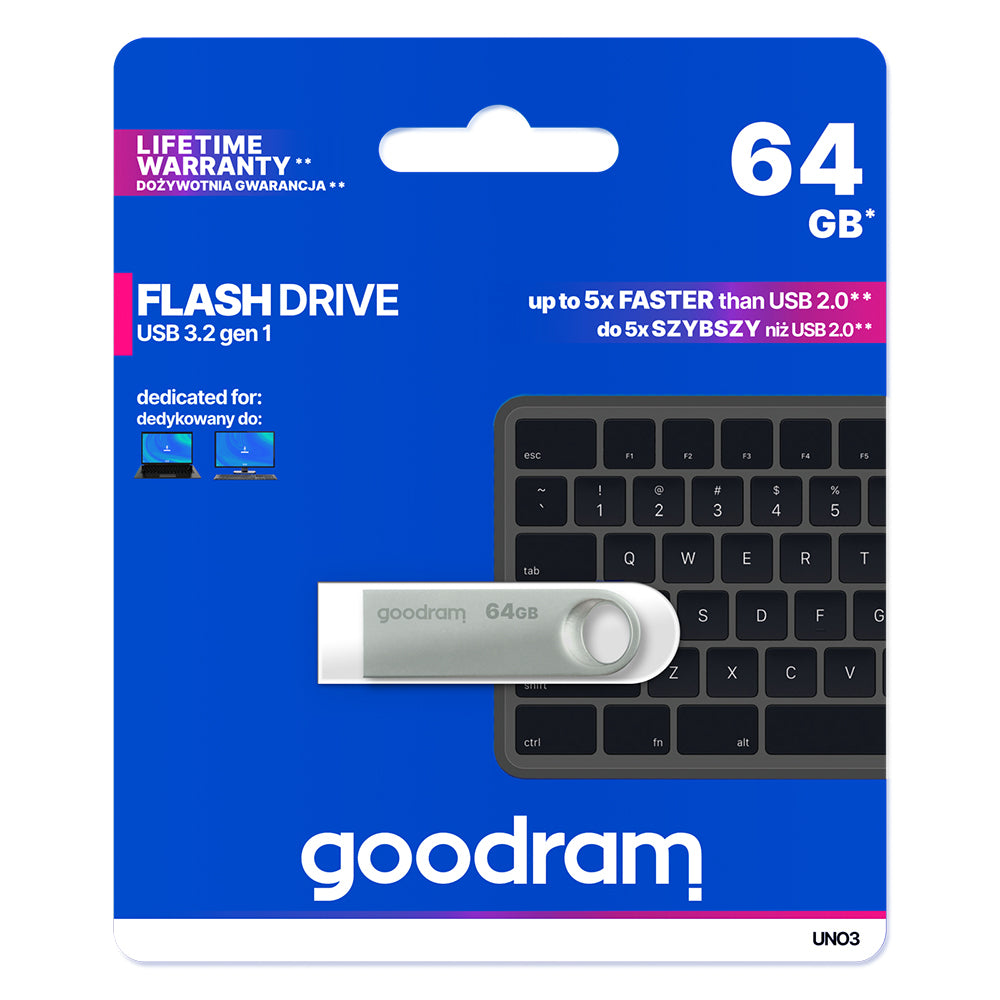 Memória Externa USB-A 3.2 GoodRam UNO3, 64Gb