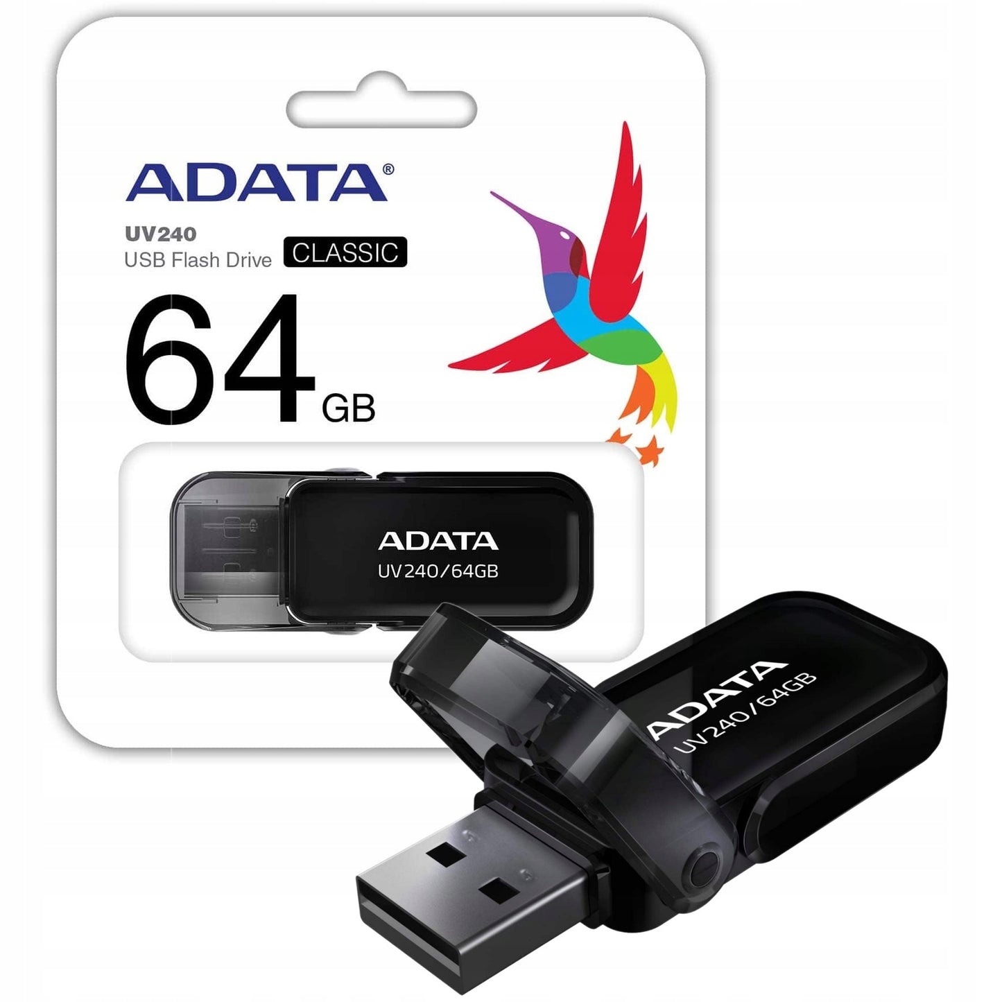 Memória externa USB-A Adata UV240, 64 Gb AUV240-64G-RBK AUV240-64G-RBK