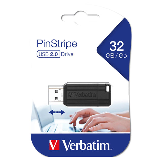 Memória Externa USB-A Verbatim PenDrive Pinstripe, 32Gb
