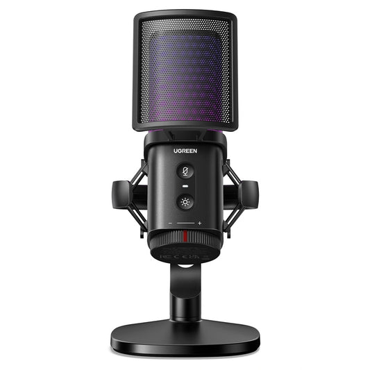 Microfone Cardióide UGREEN CM581 (65629), RGB, USB-C, 1.5m, Preto